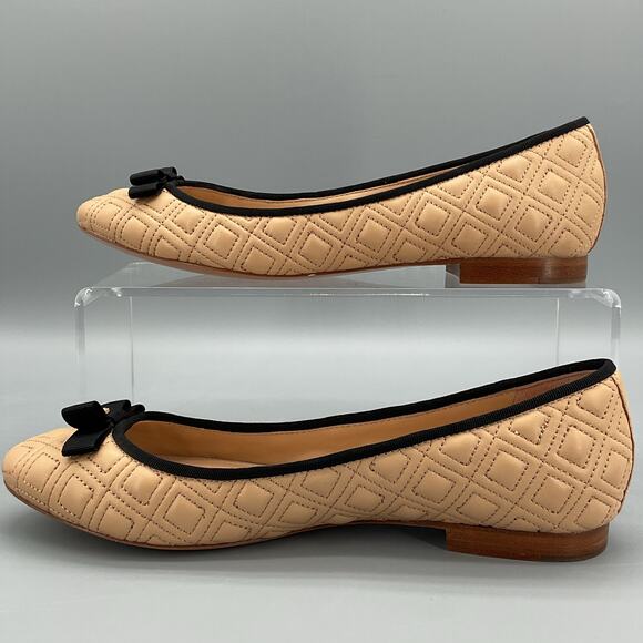 NEW Tory Burch Women’s Marion Quilted Leather Ballet Flats Light Oak Size 8M - Picture 2 of 10